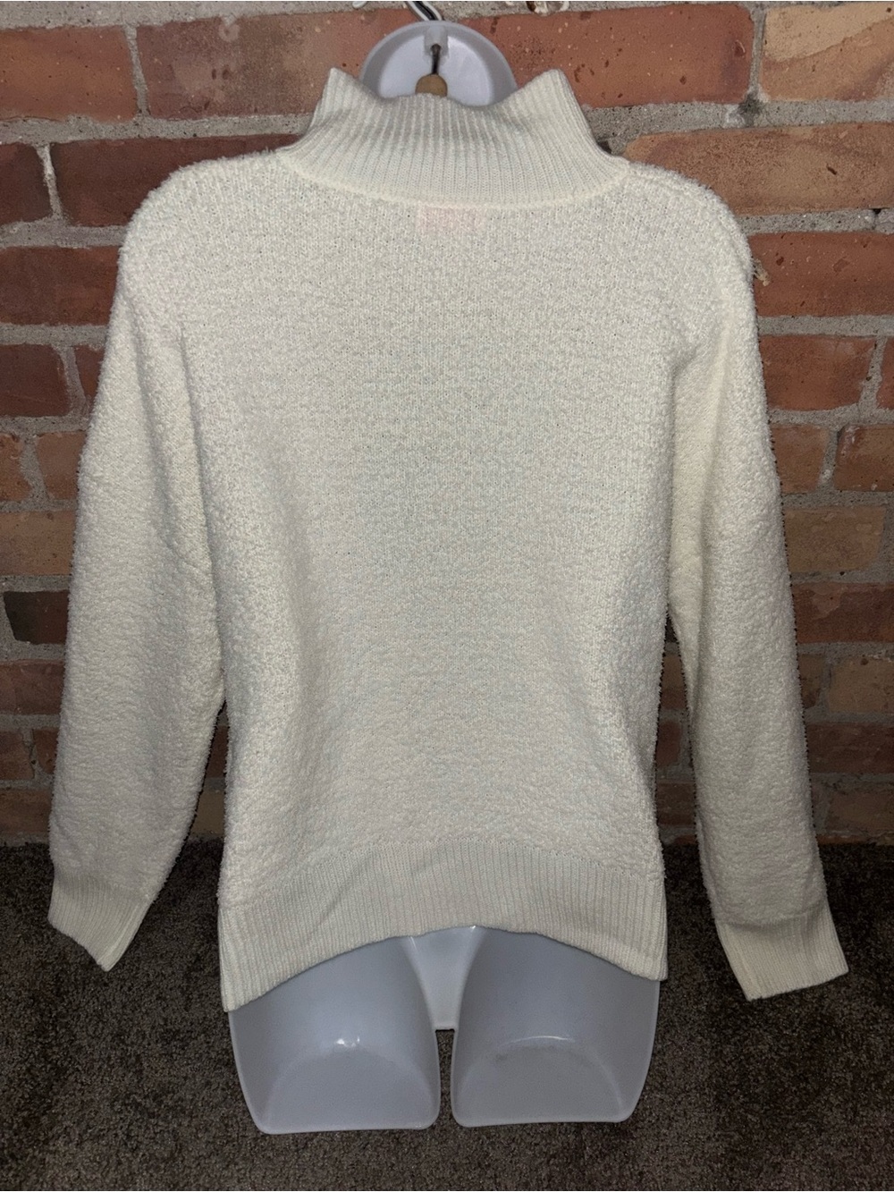 Pink Lily Cozy Cream TurtleNeck Button Women's Sweater - Picture 3 of 4